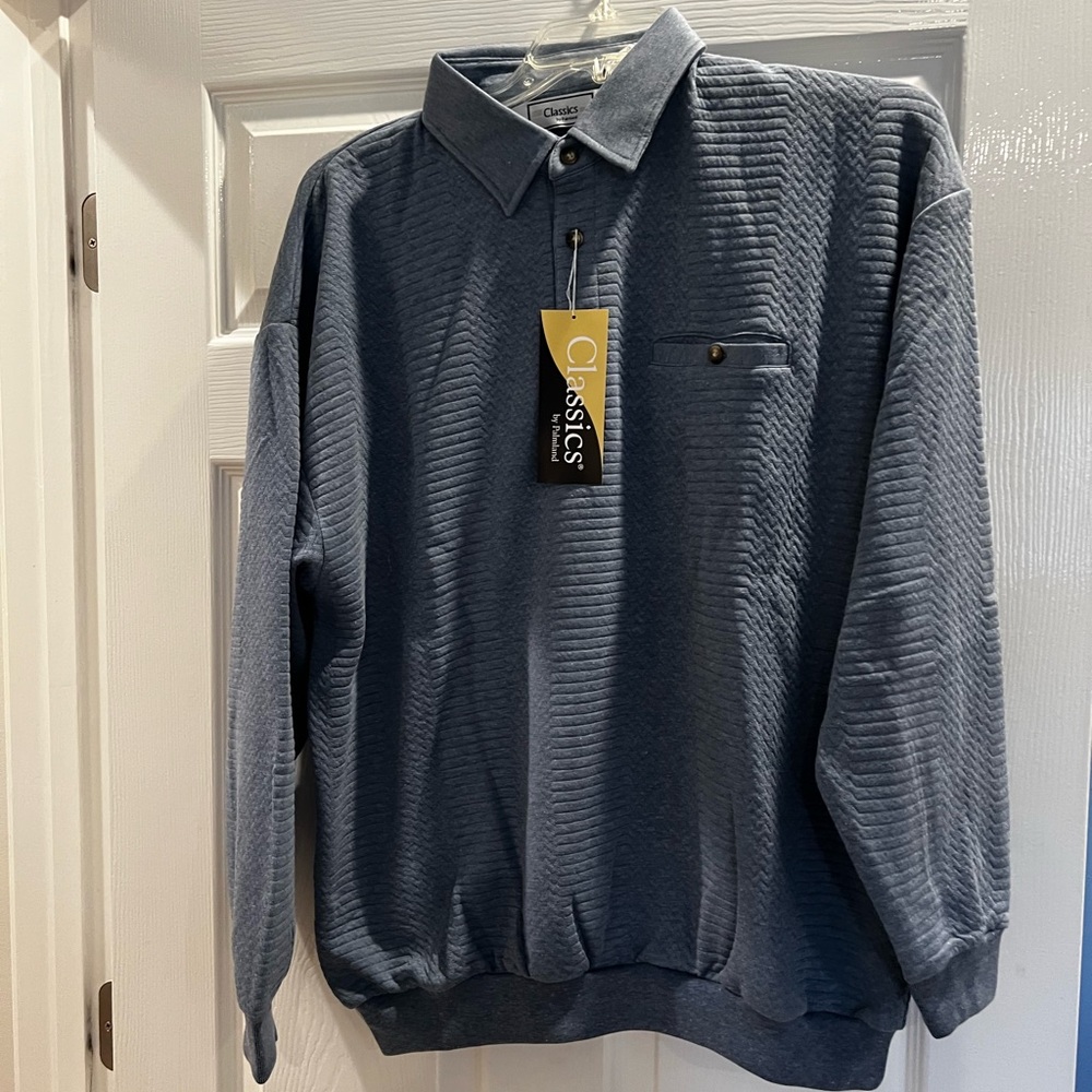 Classic Men's Blue Textured Button-Down Shirt